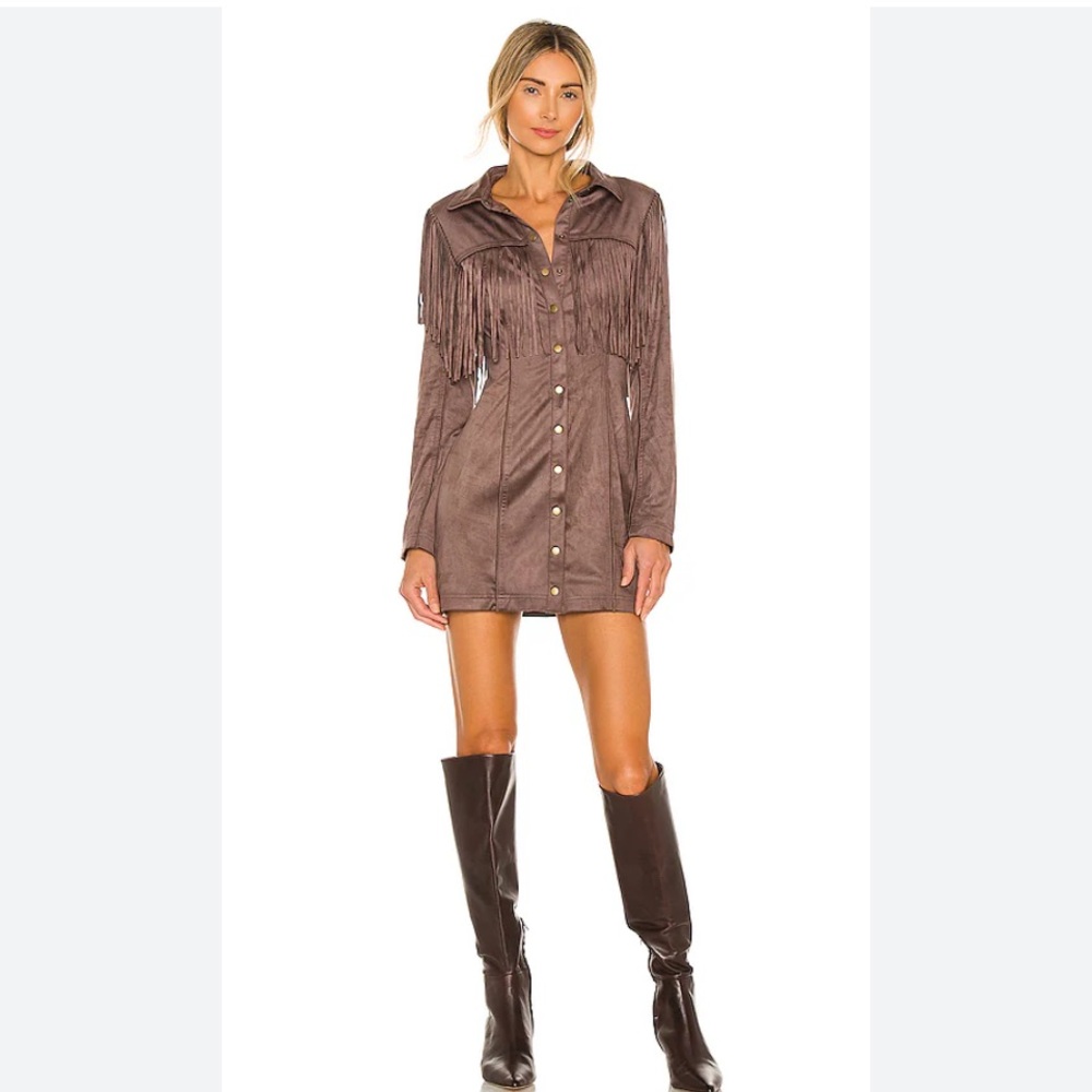 NWT Tularosa Hazel Vegan Suede Dress in Java Brown